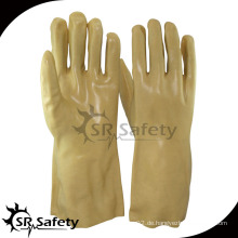 SRSAFETY gelbe lange Manschette für den industriellen Einsatz pvc beschichtete Schutzhandschuh